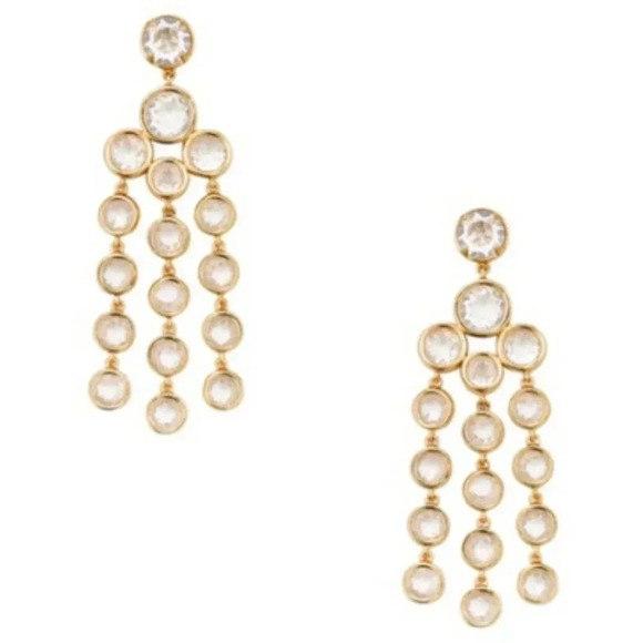 Kate Spade Gold Tone Clear Circle Chandelier Earrings - Picture 1 of 5